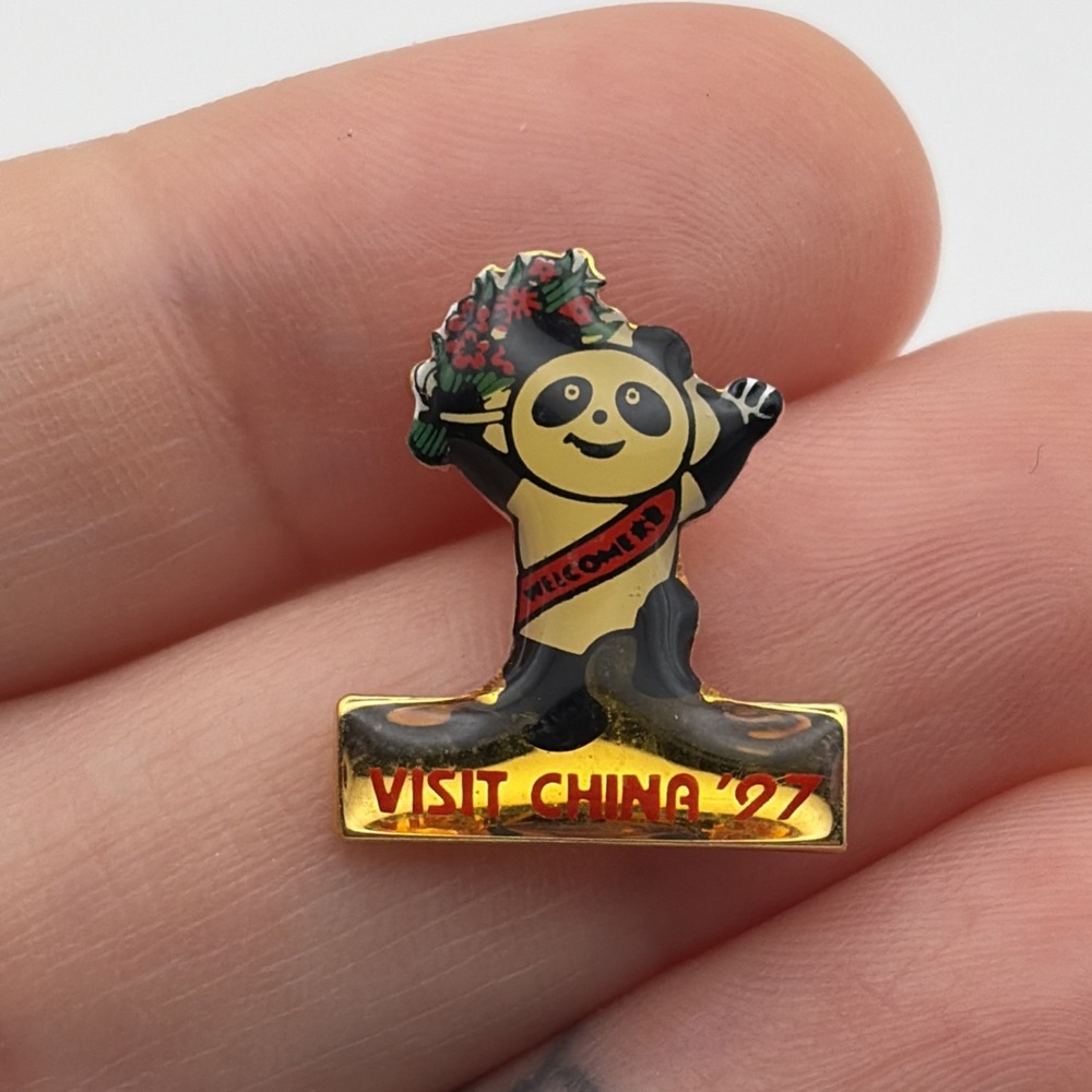 Vintage 1997 Visit China Cute Panda Bear Animal Lapel Hat Pin